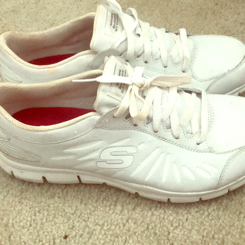 Non slip white sketchers (hooters shoes)